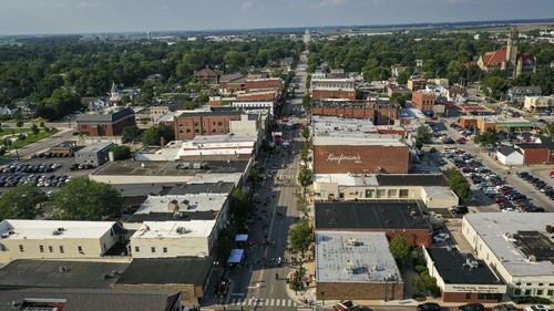 Drone photo of Main Street during Rally BG event