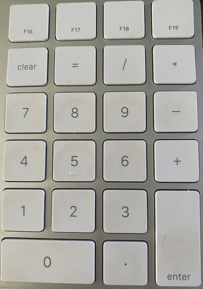 Mac 10 Key Pad on the right of a full keyboard