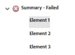 Summary - Failed is next to a red X and below it shows Element 1, Elelment 2, and Element 3