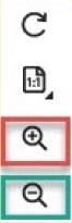 This tool is in the bottom right of the screen on a windows machine the magnifying glass with a plus sign is above the magnifying glass with a minus sign.