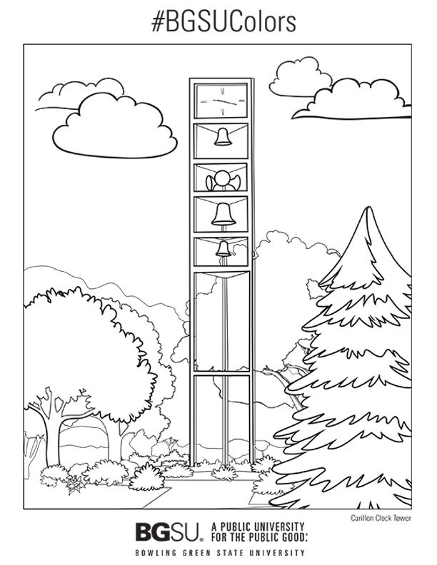 Downloadable Coloring Page Clock Tower
