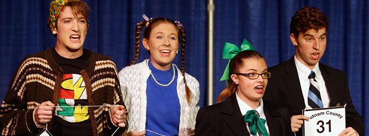 Four actors in the 25th Annual Putnam County Spelling Bee
