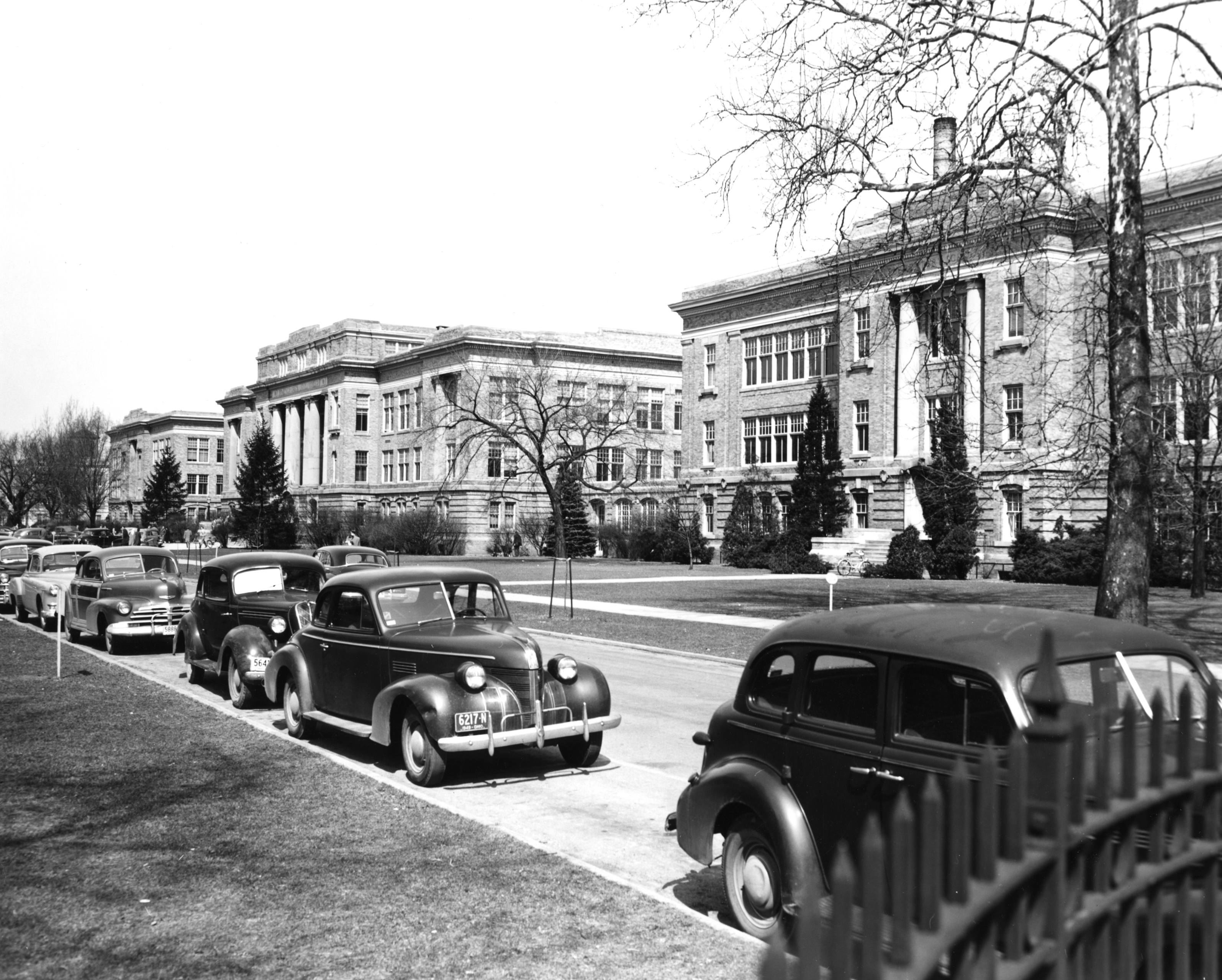 In the early years, cars could park on the street in front of the Traditions Buildings.