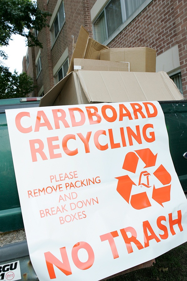 recycling bin full of cardboard