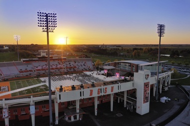 BGSU Football stadium at sunset