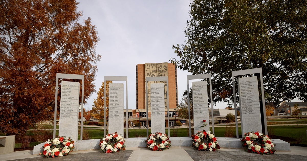 Veterans Memorial infront of BGSU library