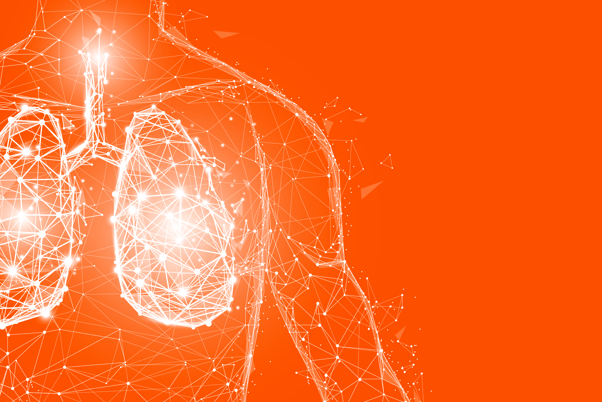 an outline of a body and lungs on orange background