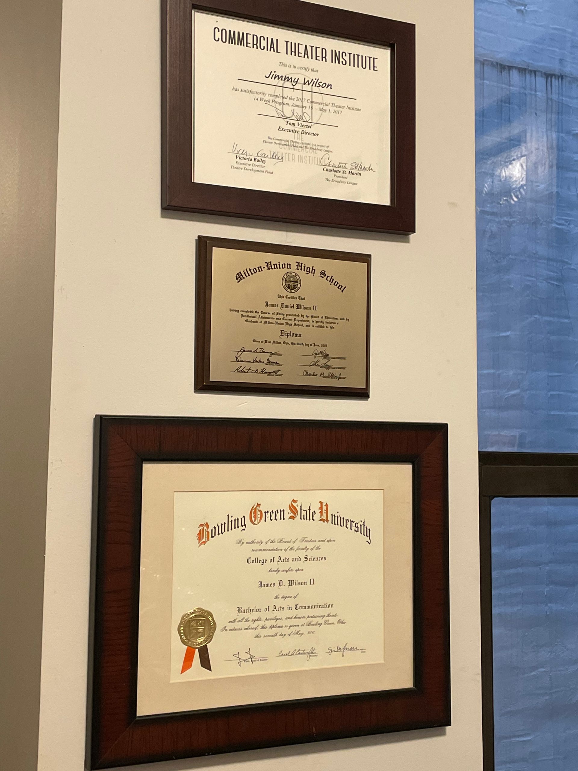 Framed diplomas