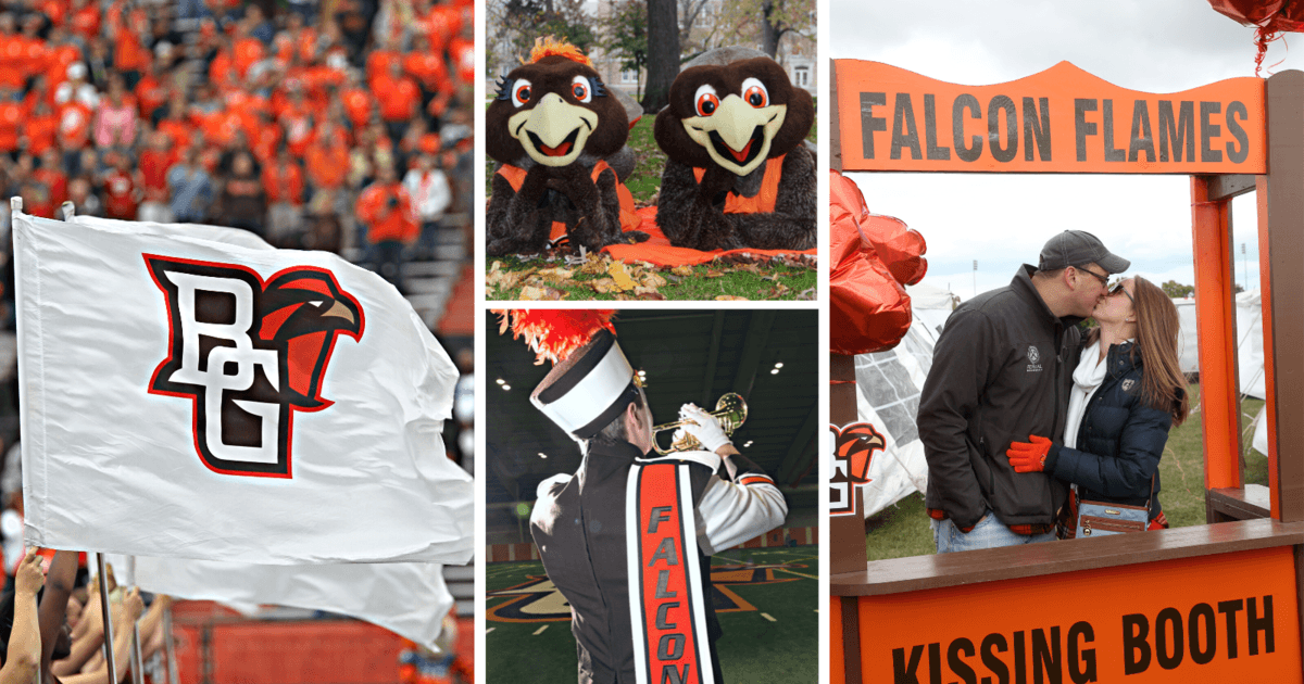BGSU traditions including mascots and Falcon Flames