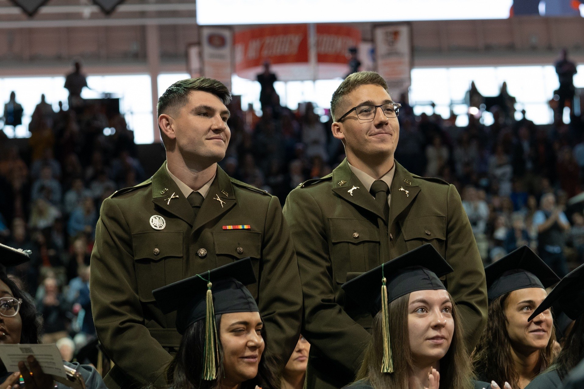 Two military students at commencement