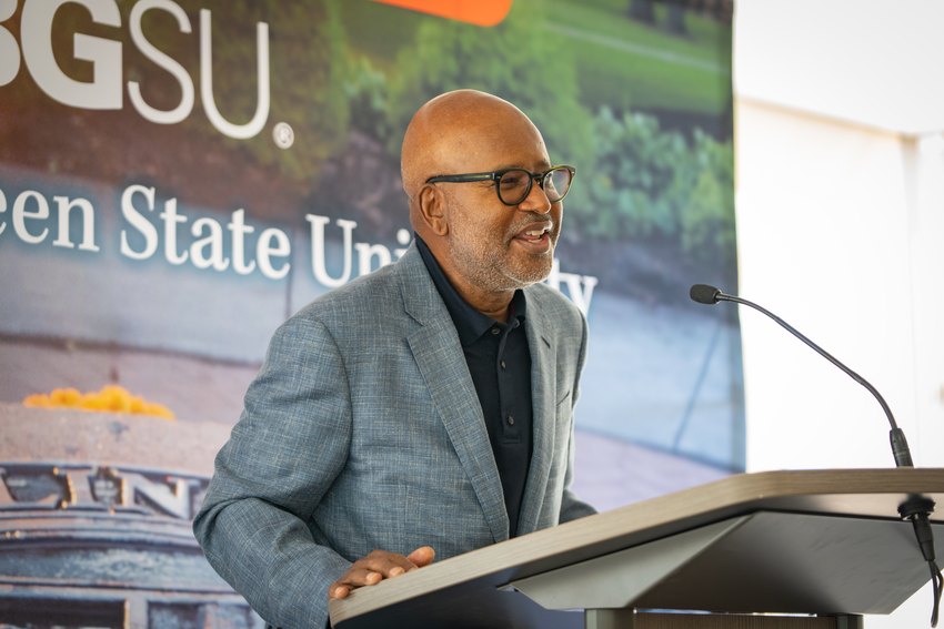 Clarence Albert Daniels Jr. '71, '73 gives a lecture