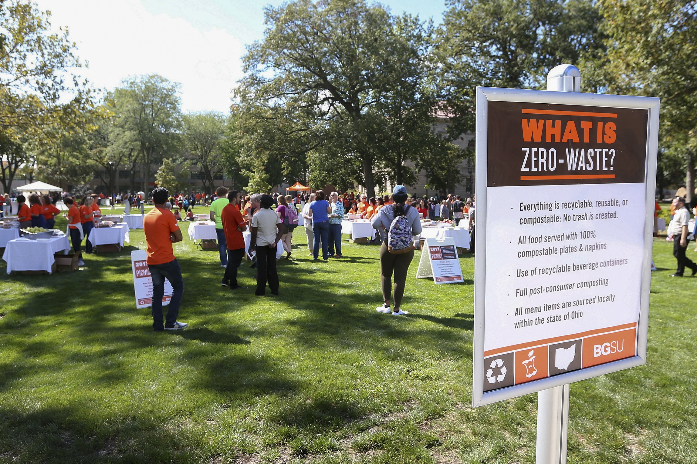 sign on campus that reads What is Zero-Waste?