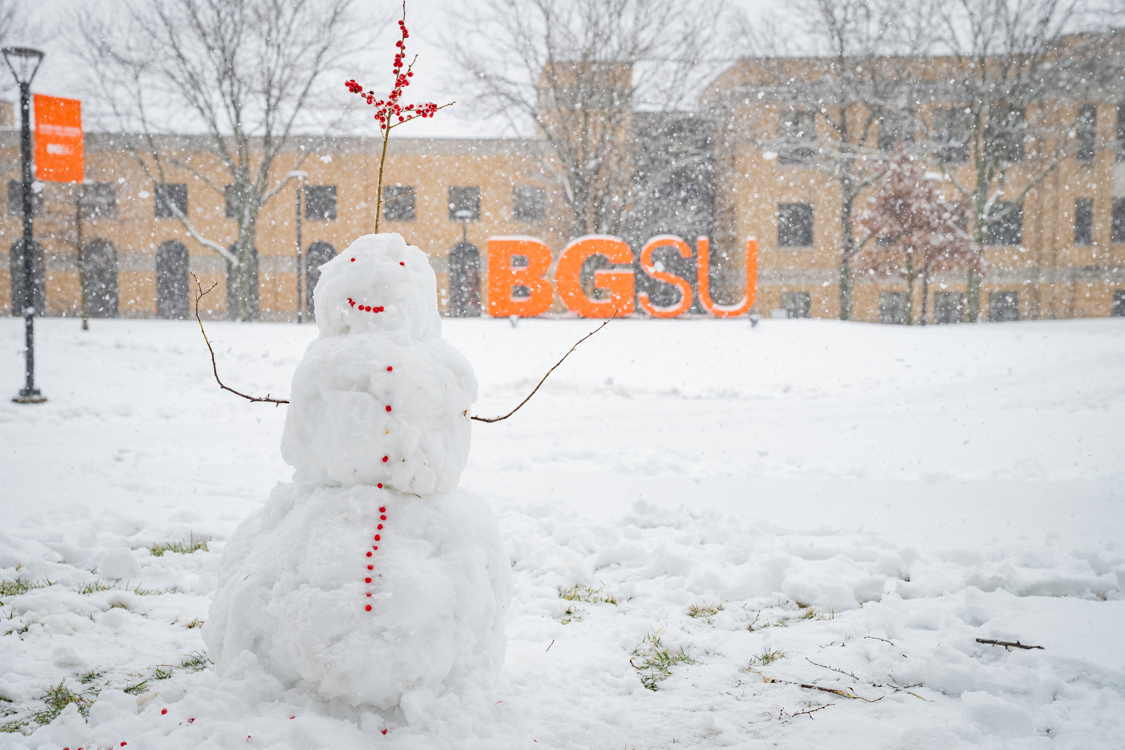 A snowman on BGSU campus