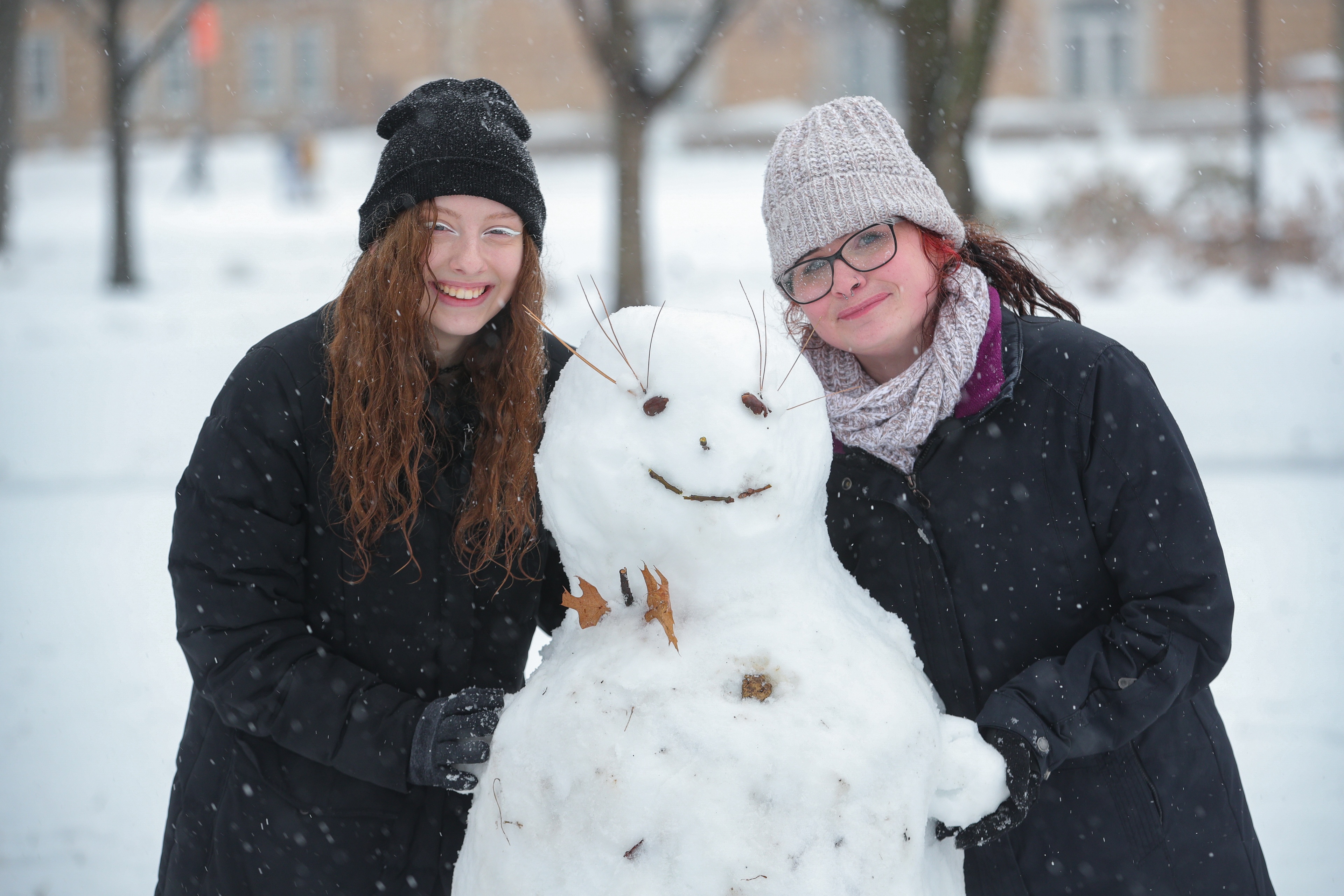 Students make a snowman