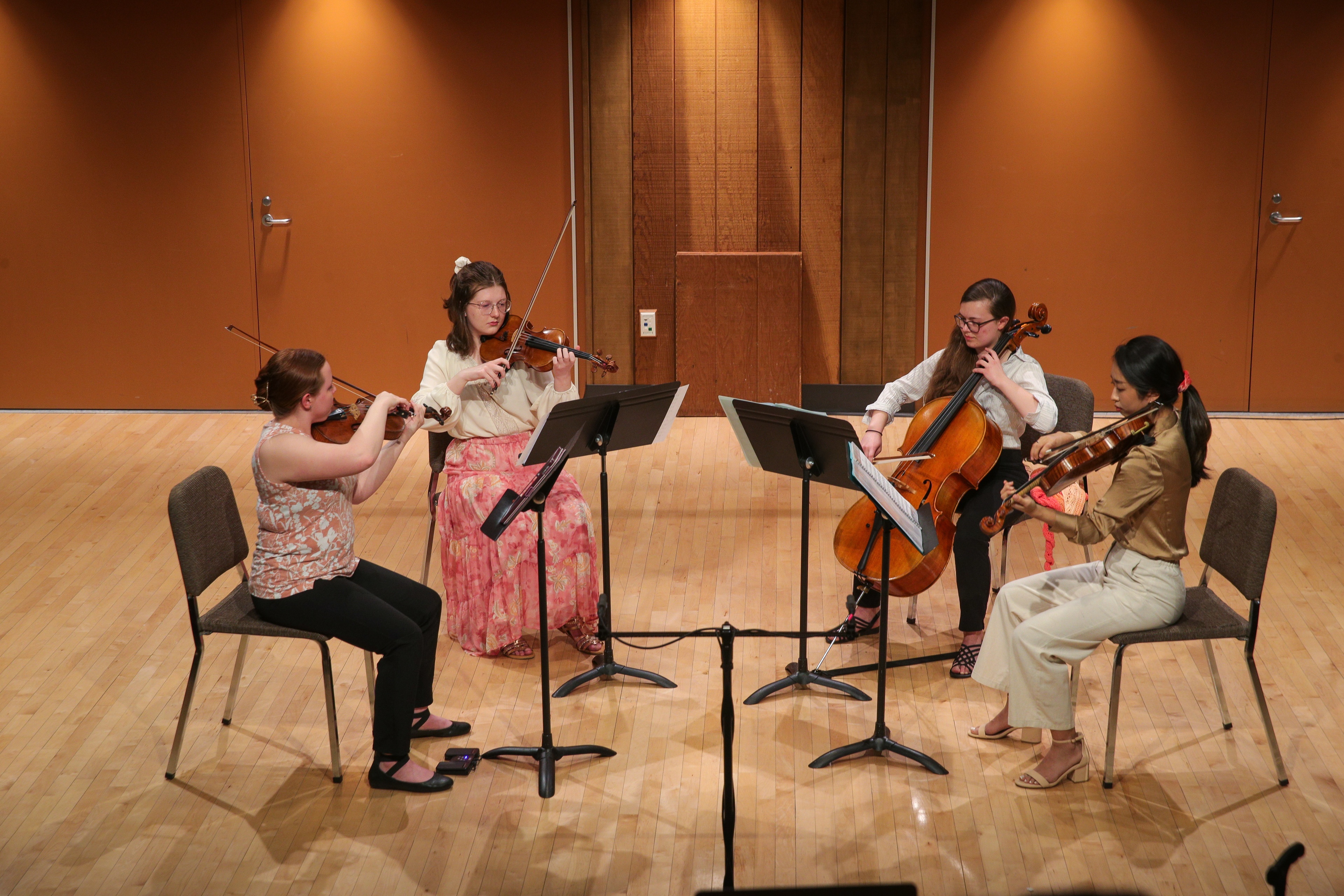 The Fulton String Quartet, made up of Sarah Munson and Gracie Hayes, violins 