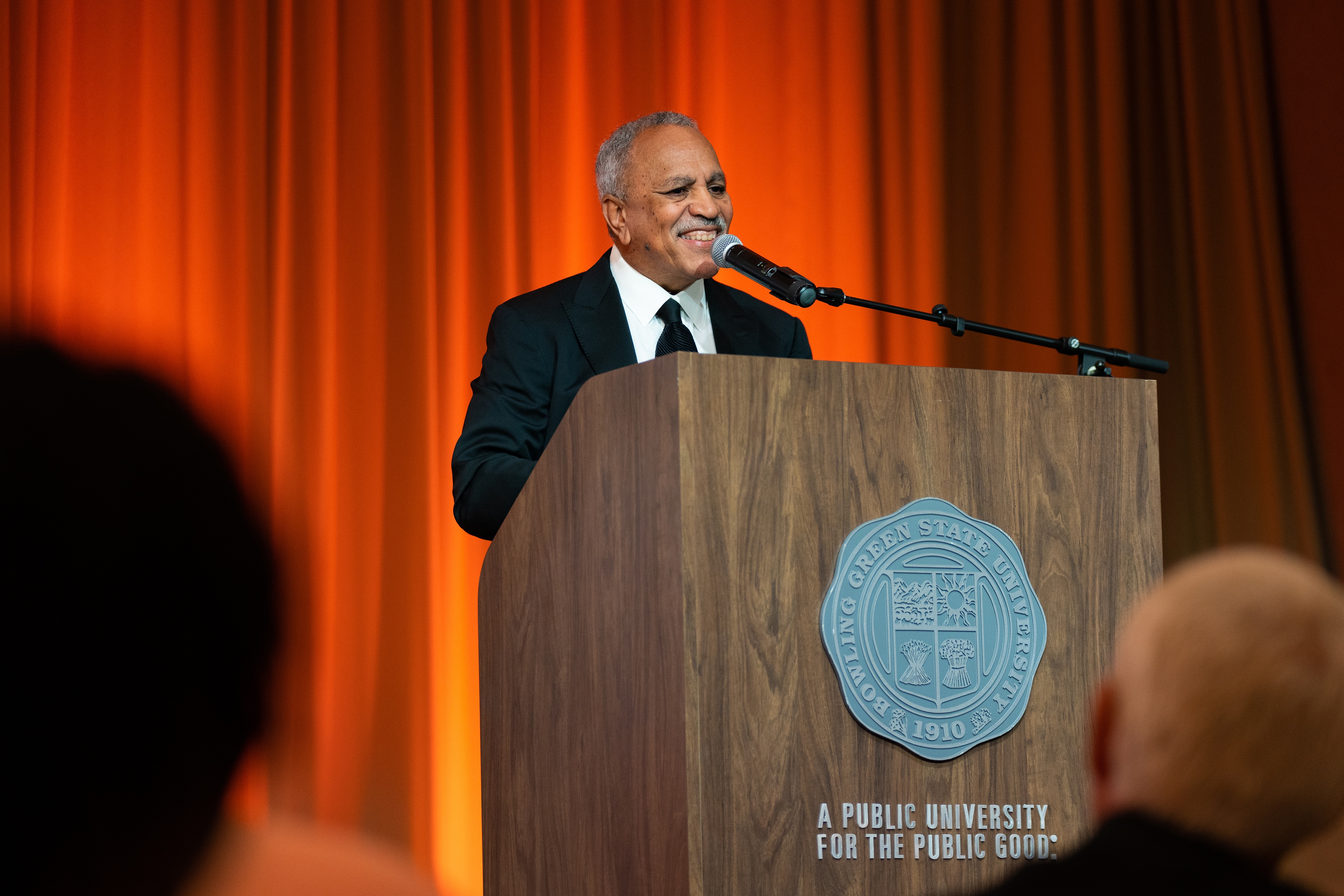 BGSU President Emeritus Dr. Sidney A. Ribeau speaks at the 25th anniversary celebration for the President's Leadership Academy. (BGSU photo)