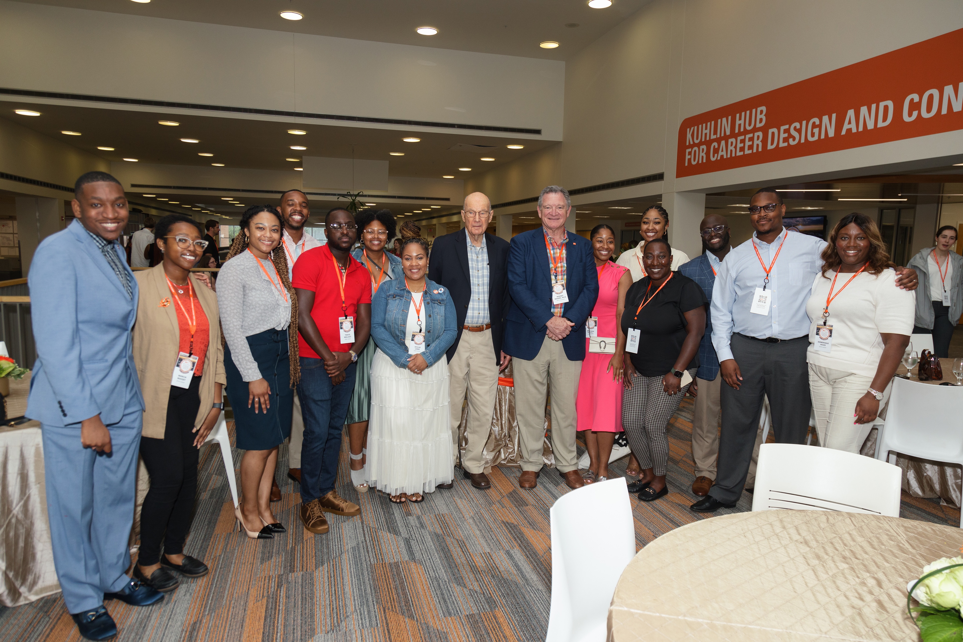 Robert M. Thompson ’55, ‘06 (Hon.) joined Thompson scholars for a reception during the celebration weekend. (BGSU photo)