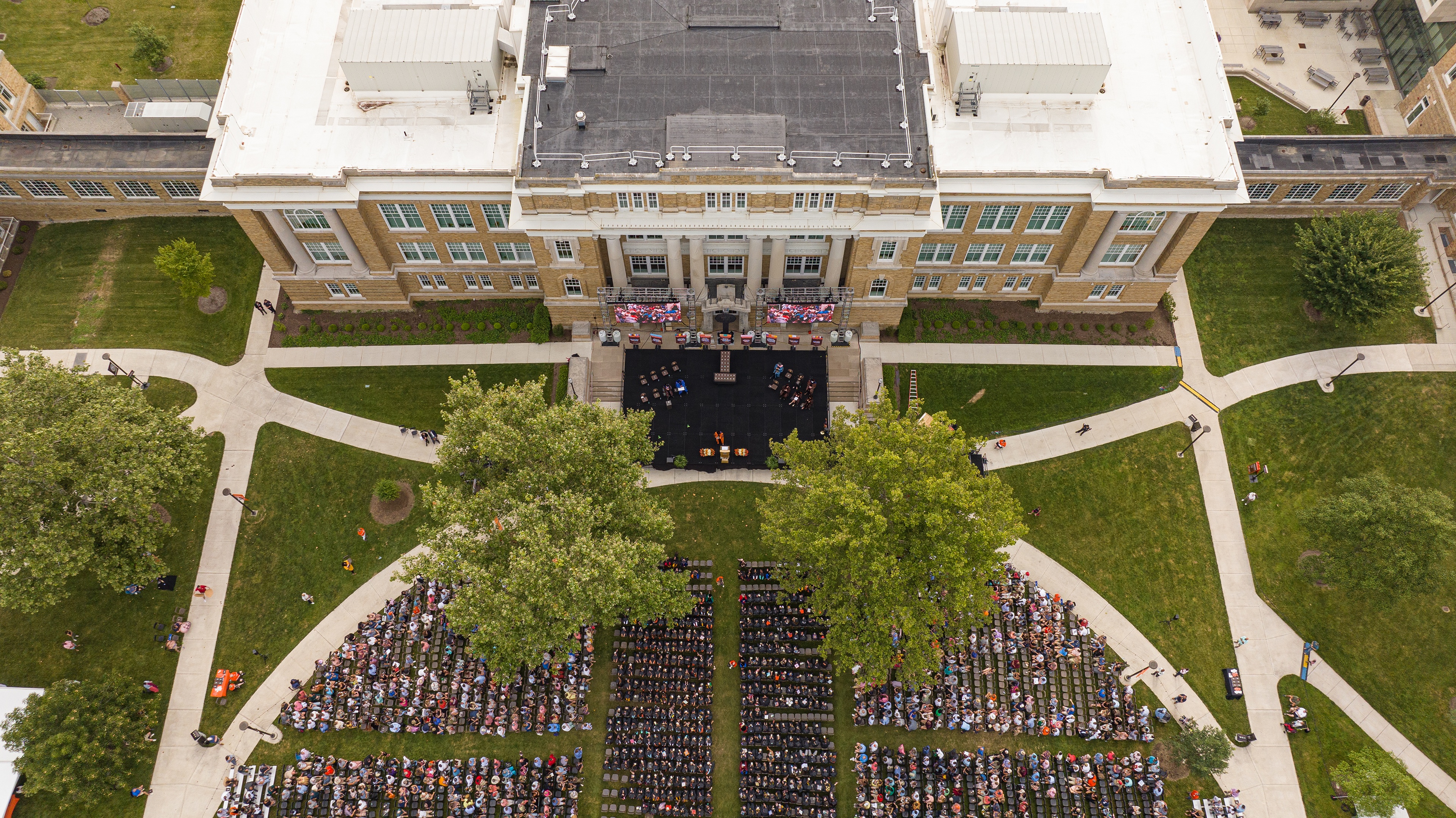 Group of BGSU graduates viewed from above