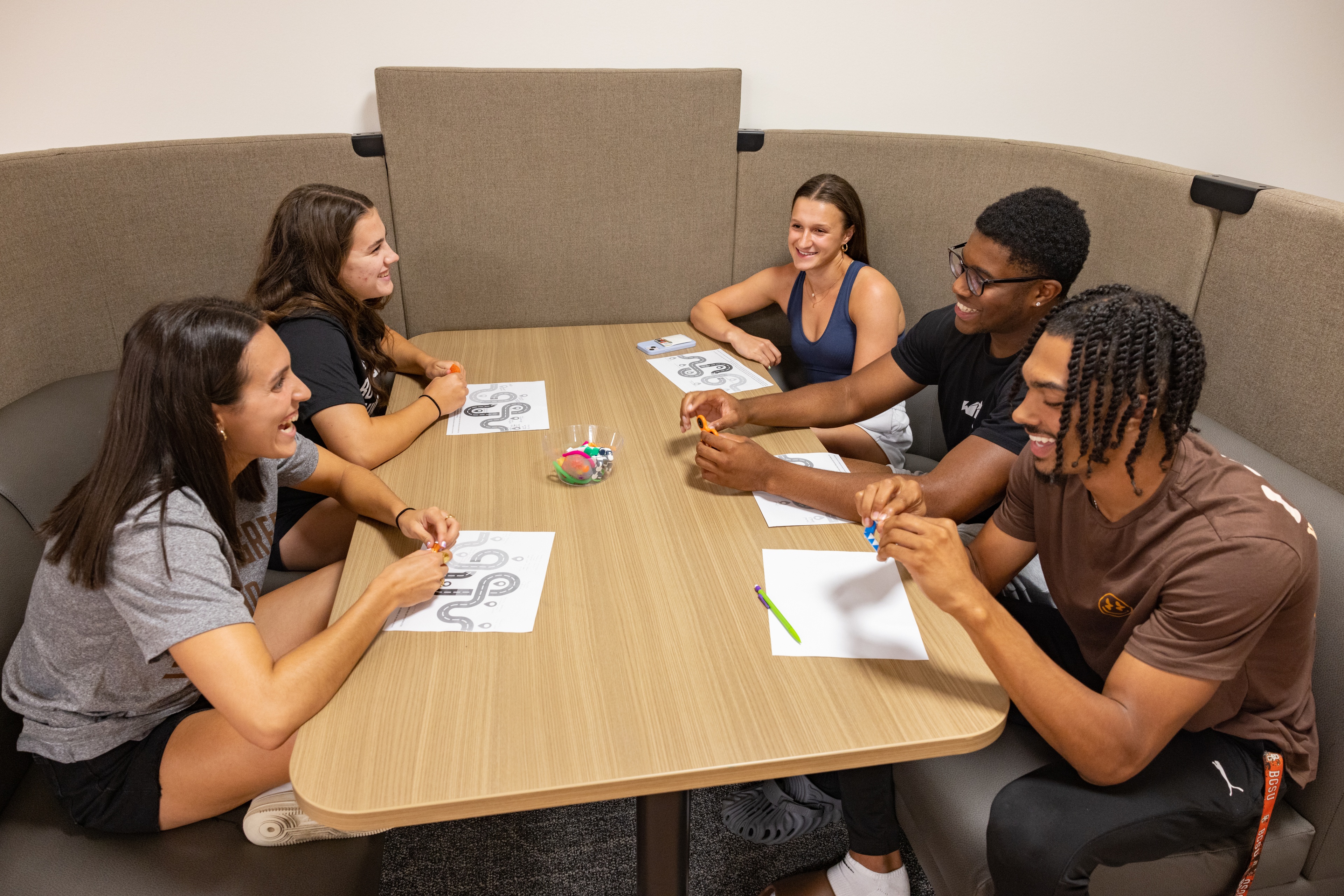 Students sitting at a table at the Radbill Center at BGSU.