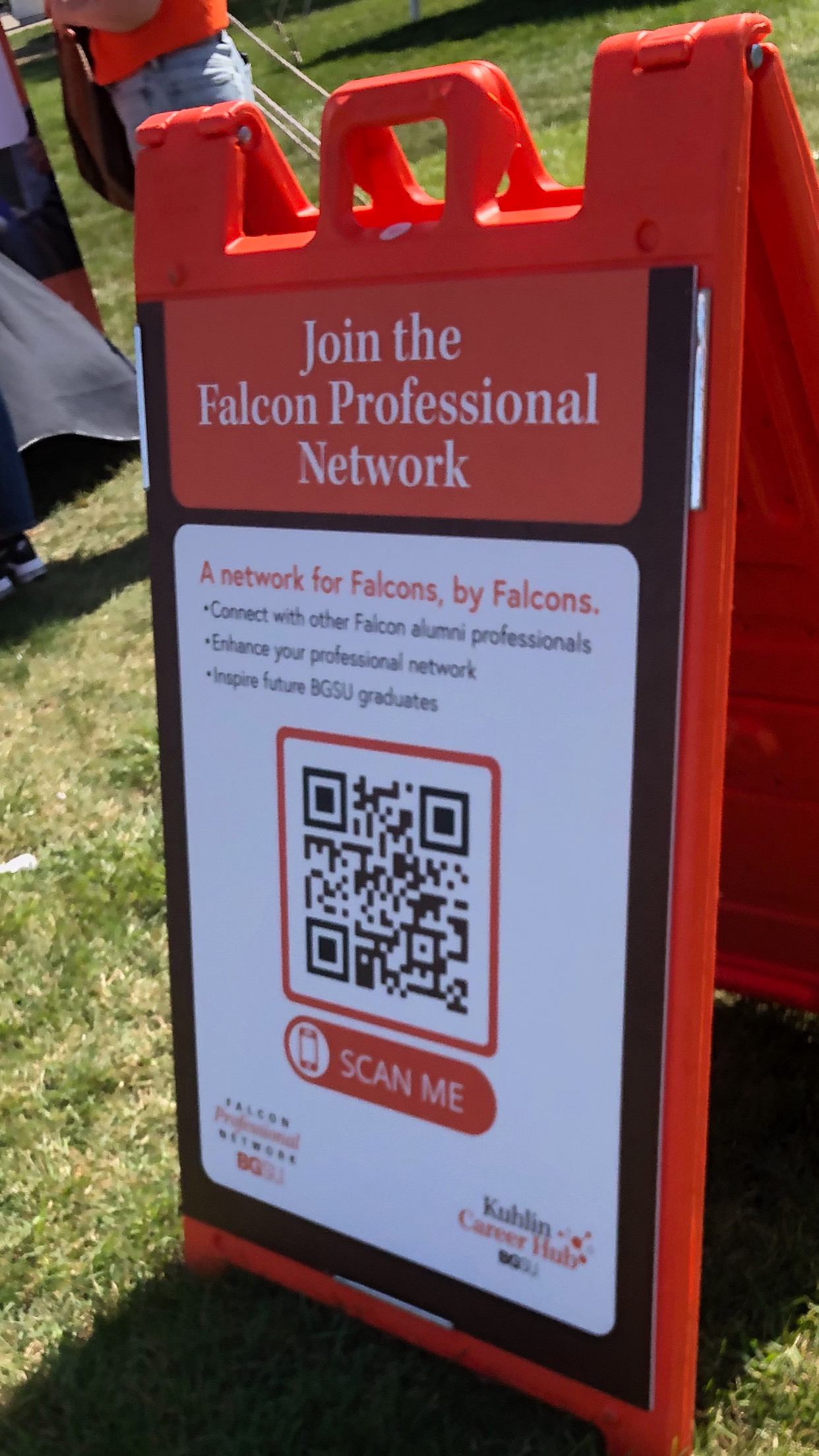 Sign promotes Falcon Professional Network during homecoming tailgate celebrations