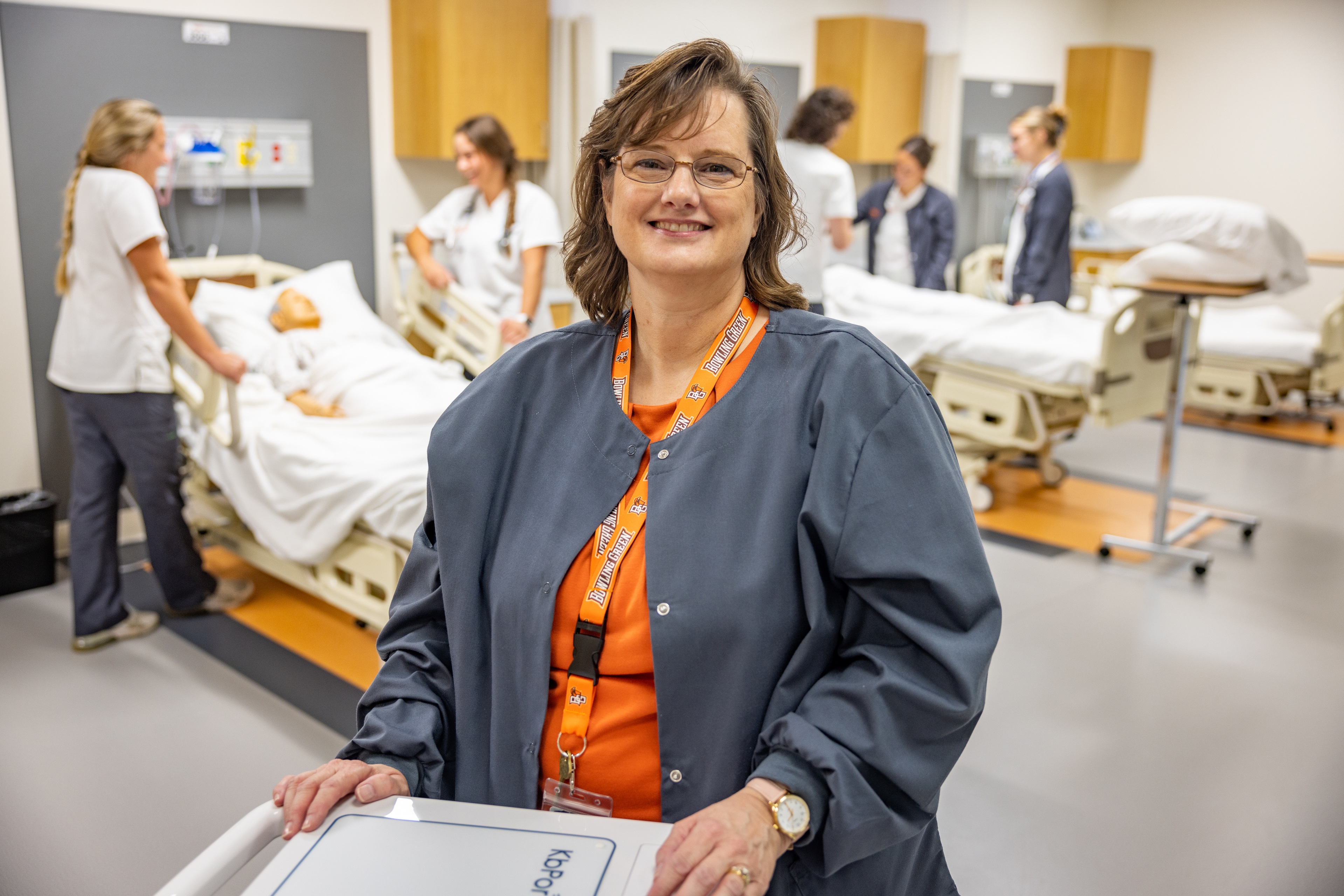 Longtime nurse Laura Bogard '22 lauds the value of the BGSU RN to BSN degree for improving her knowledge of evidence-based practice and helping uncover her passion for teaching. (BGSU photo/Craig Bell)