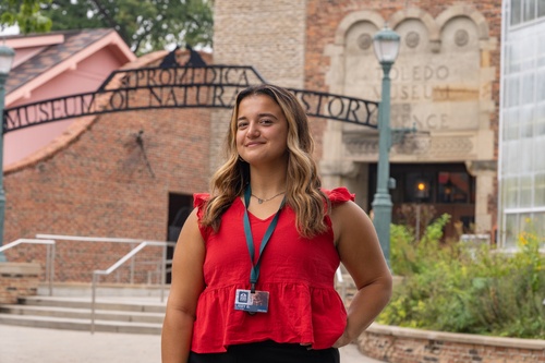BGSU junior Libby Bumb, who is majoring in marketing, is gaining valuable career experience through the fellowship program at the zoo. (BGSU photo/Justin Camuso-Stall '14)