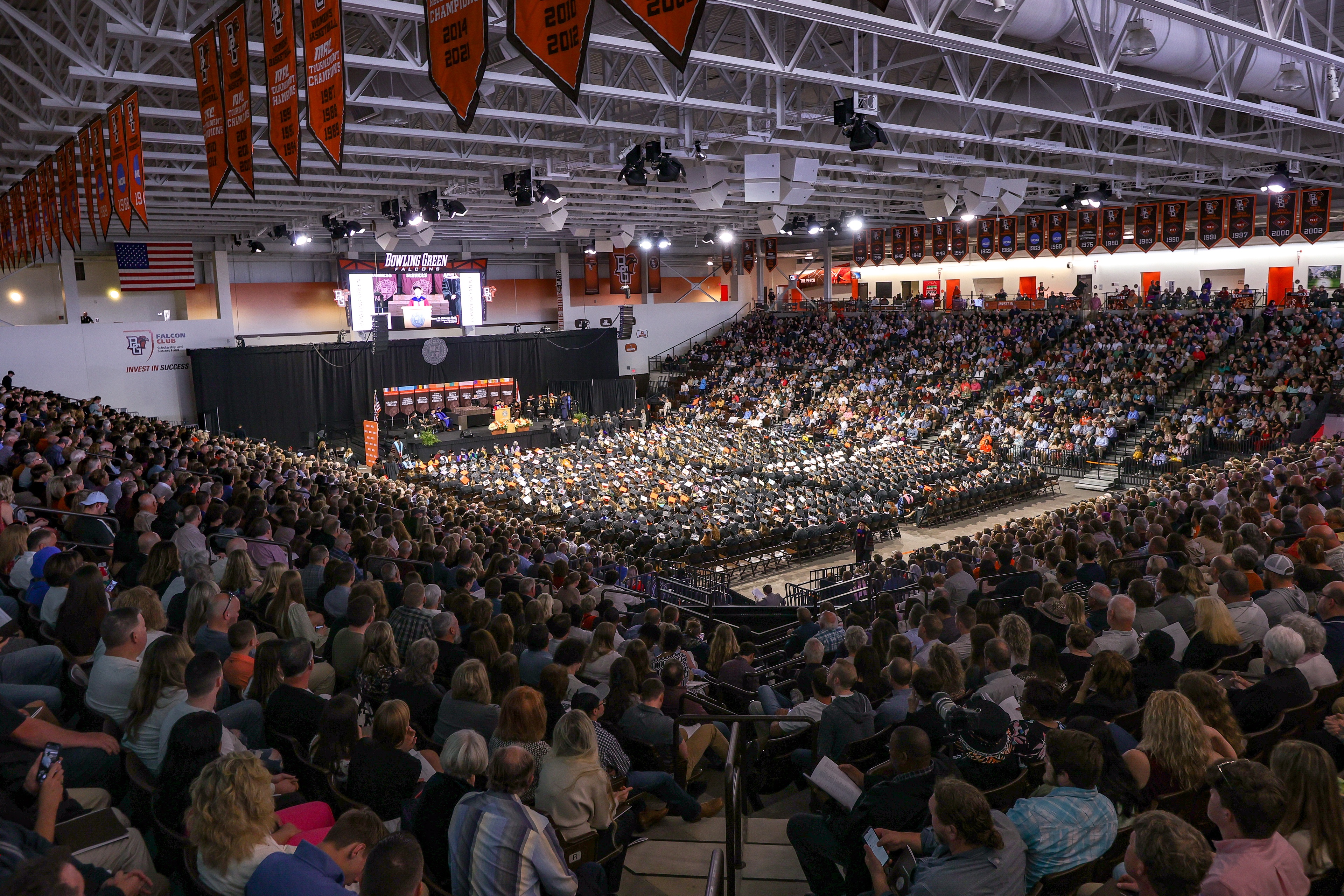 BGSU graduates and their families fill the Stroh Center for Commencement.