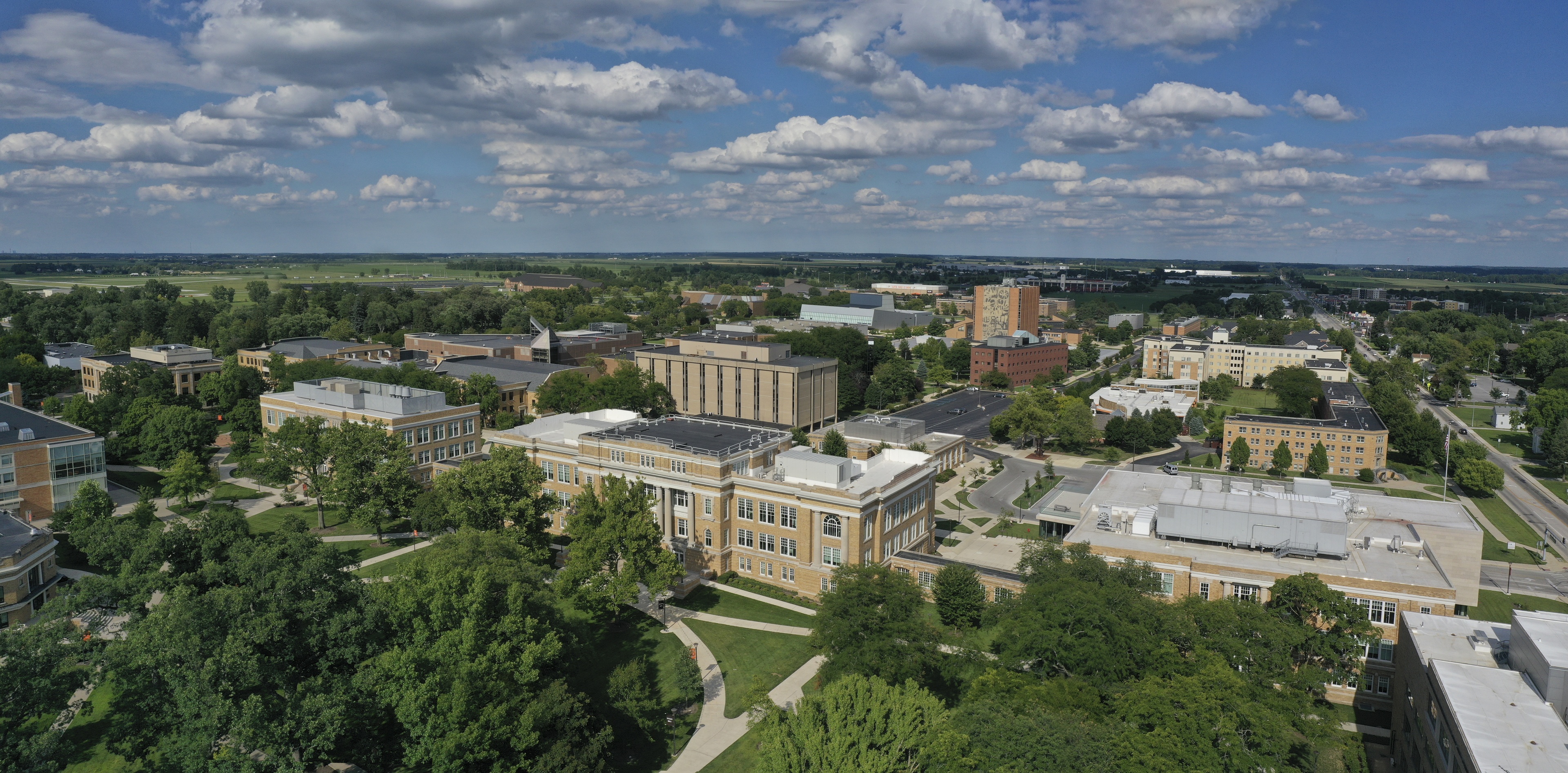 An aerial photo of the Bowling Green State University campus