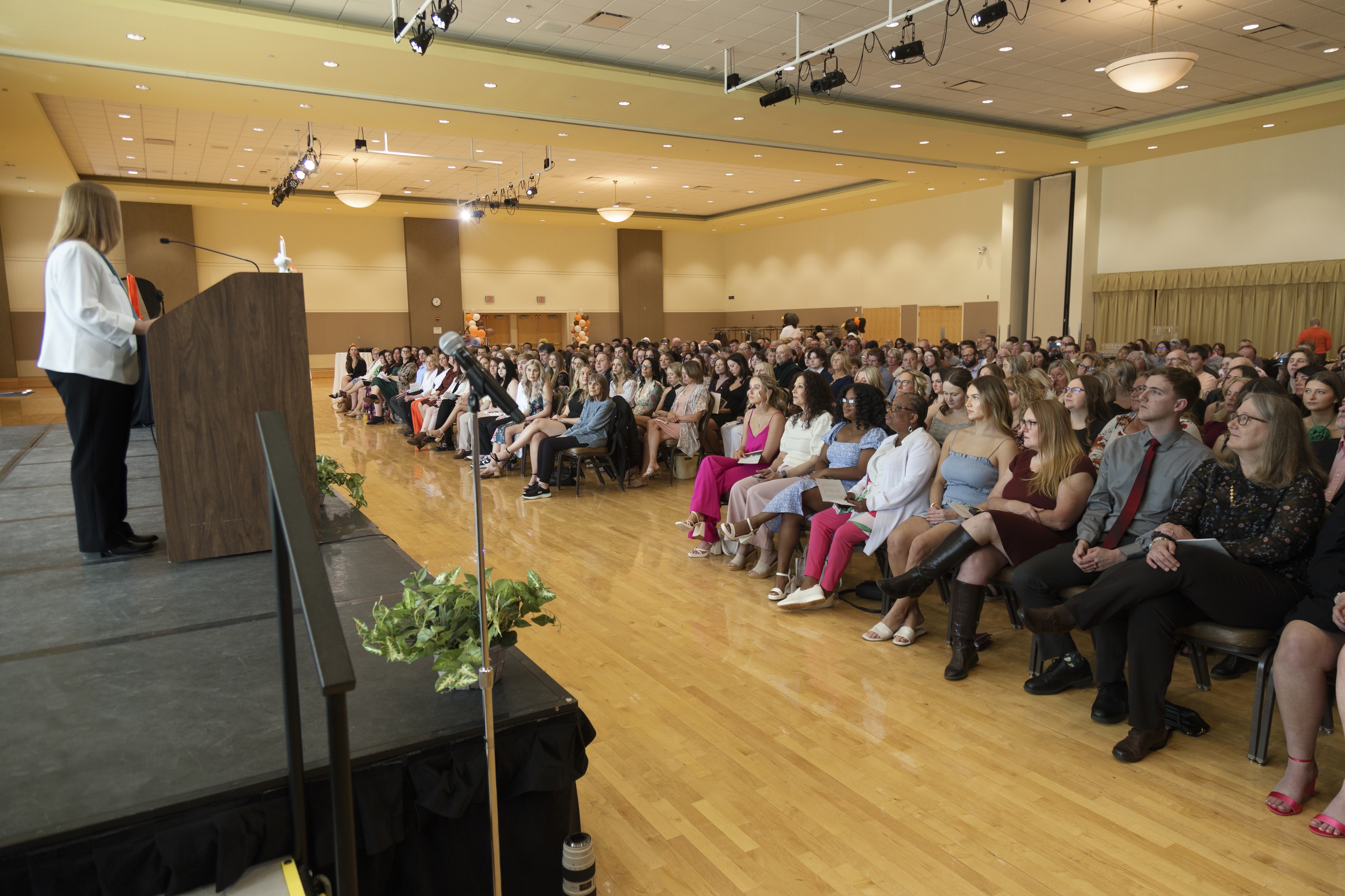 Crowd watches during nursing pinning ceremony