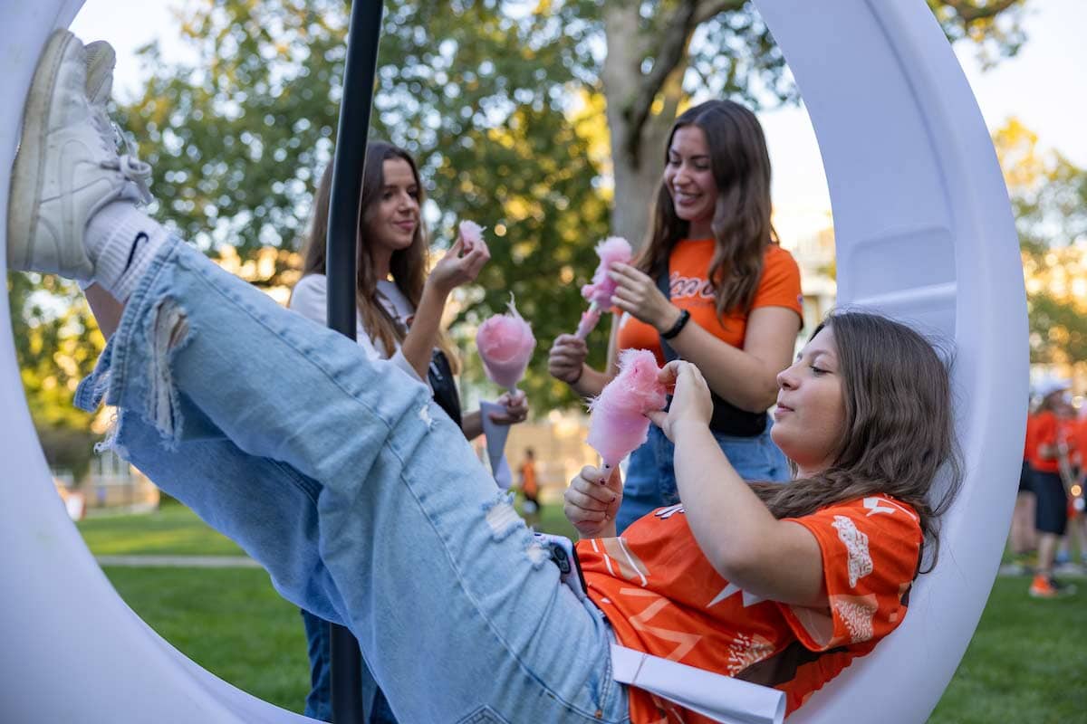 People enjoy cotton candy