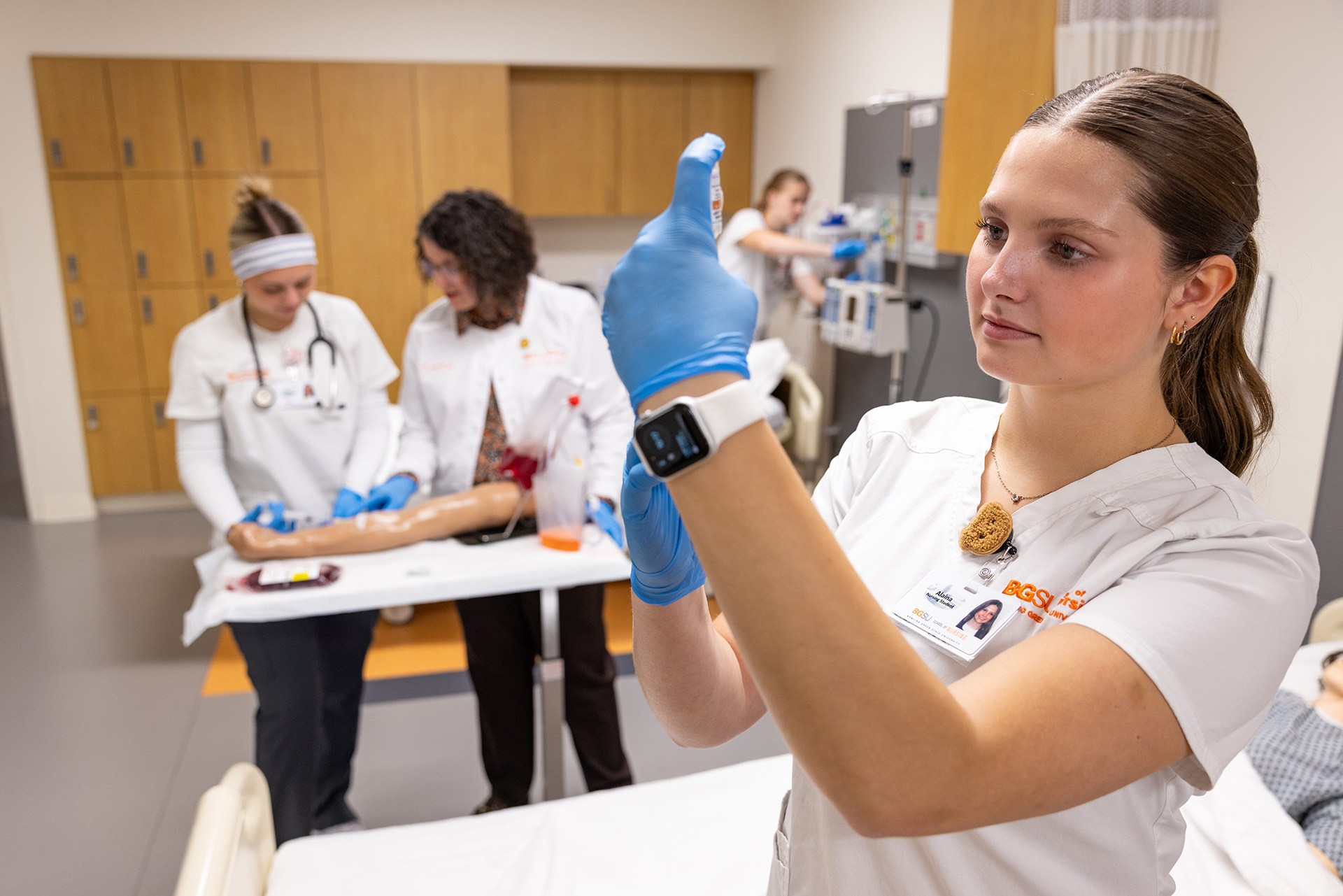 BGSU nursing students practice in the University's simulation lab