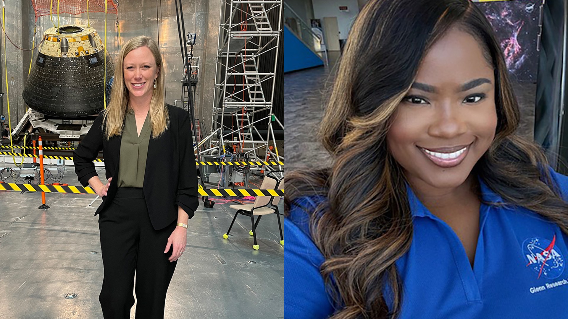 Two people smile in posed photos.