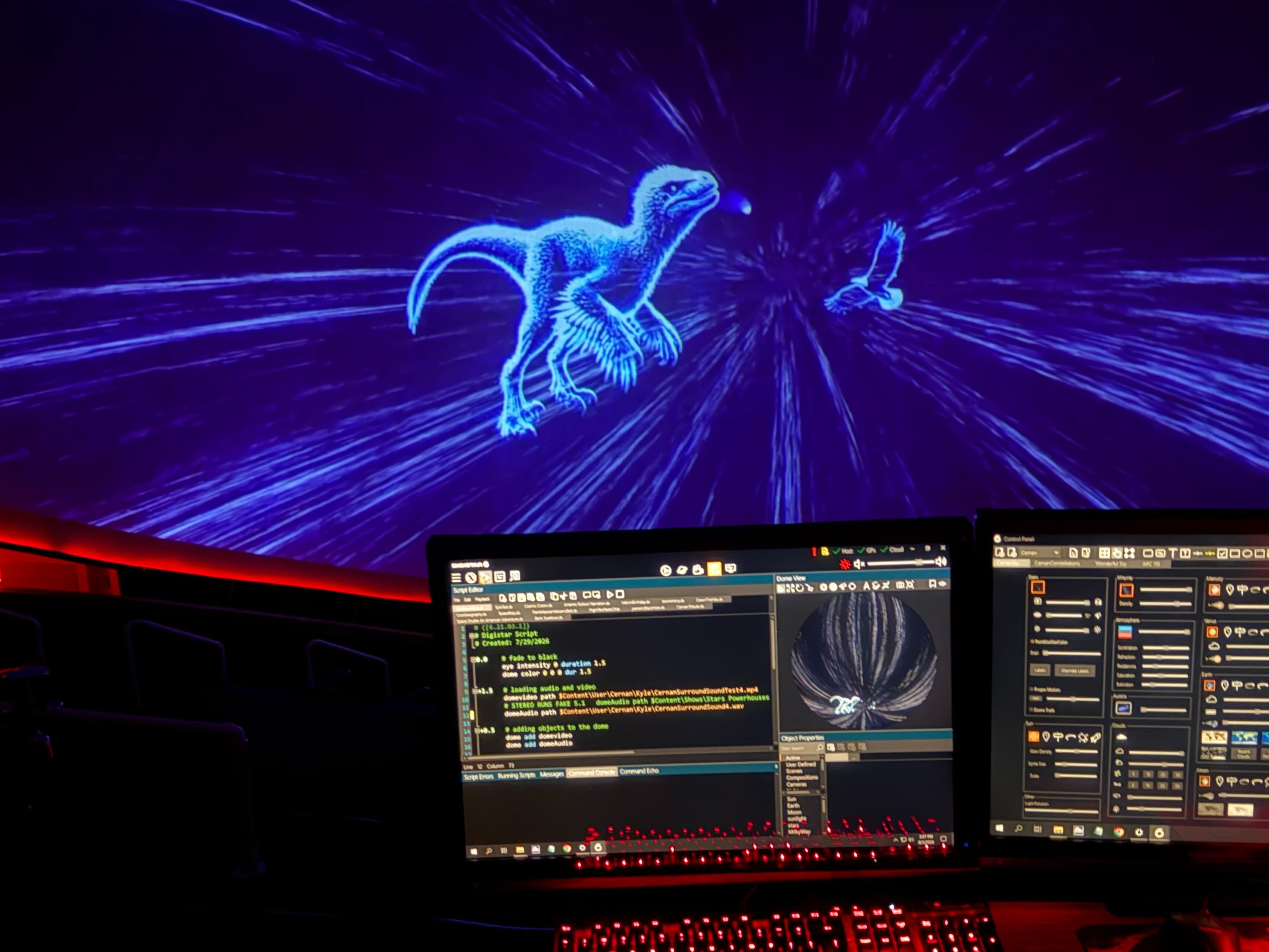 An image of 3D graphics and a computer