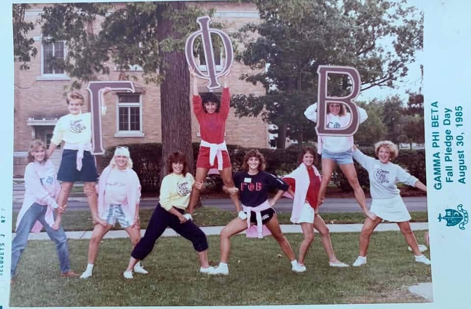 A group photo of BGSU students in a sorority