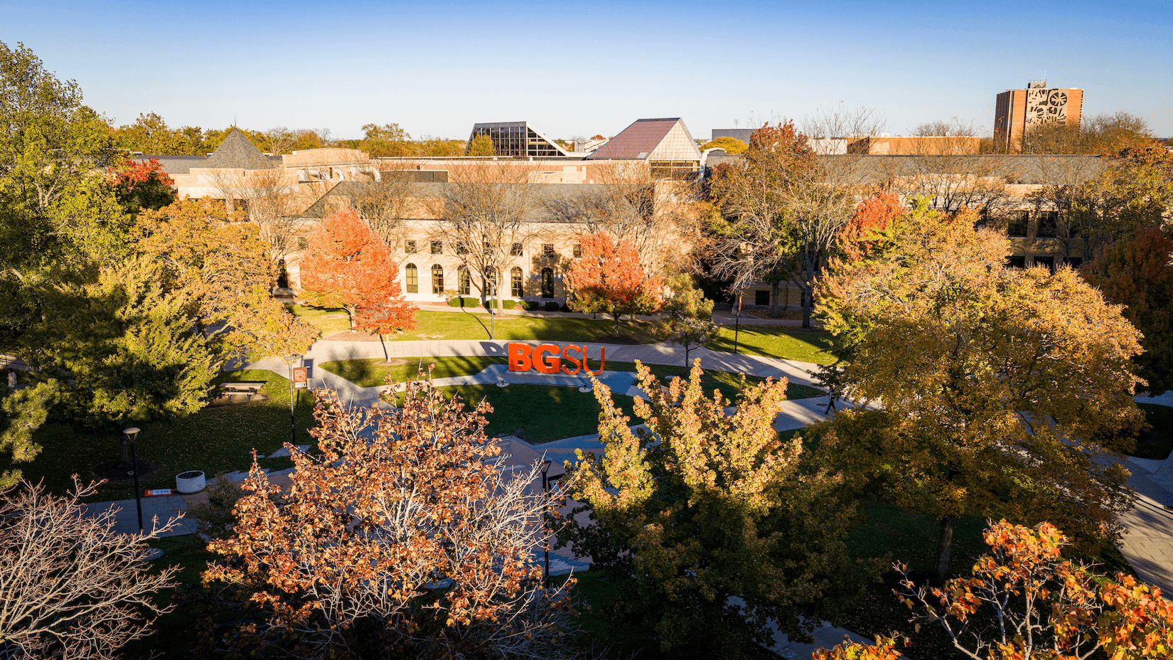 A drone portrait of the BGSU campus.