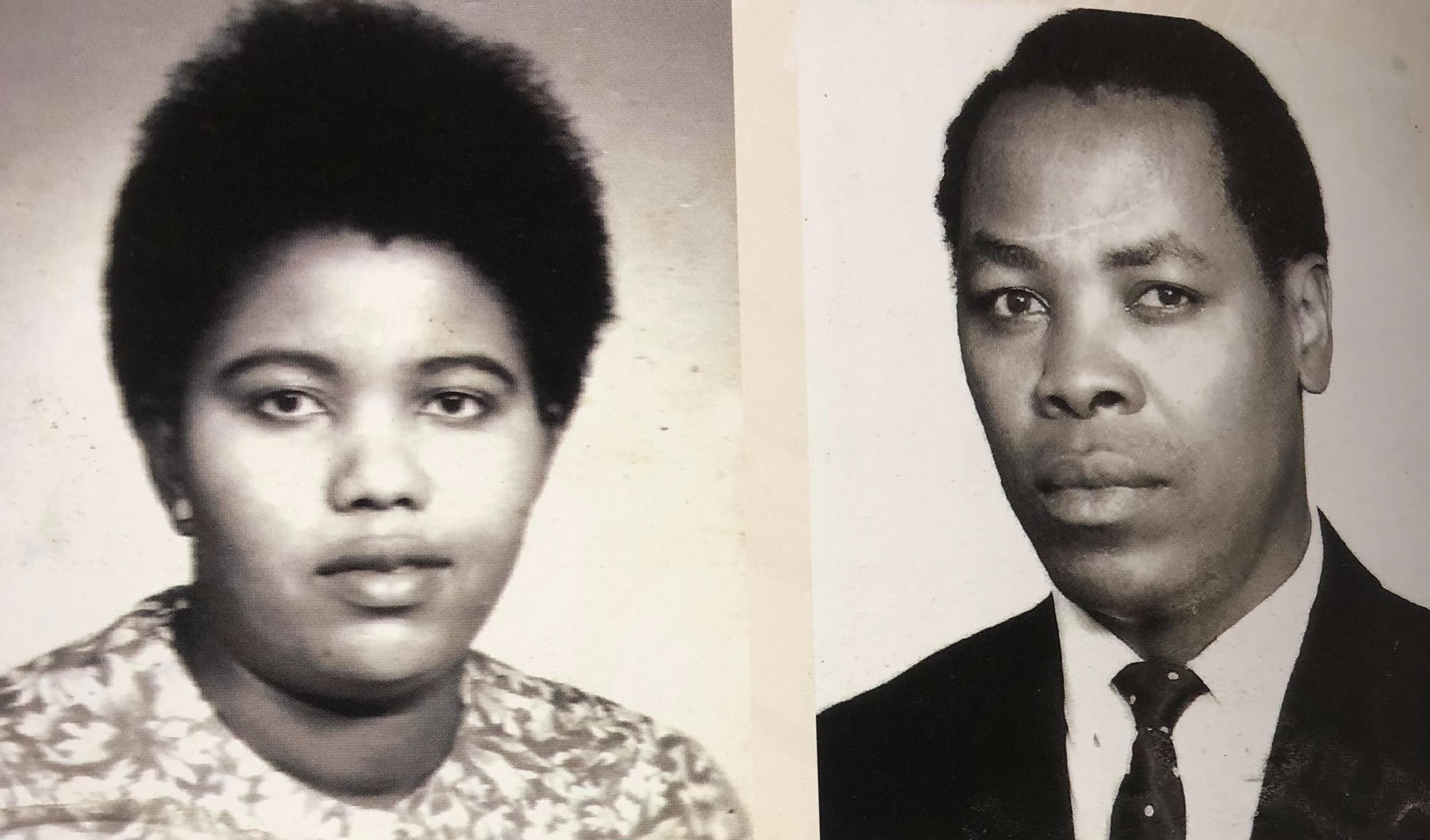 Black and white pictures of Margaret and James Karugu