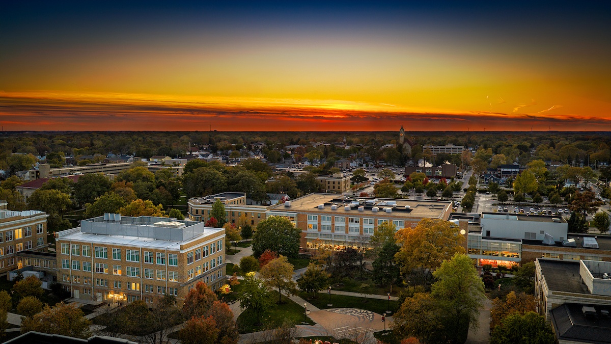 A drone image of BGSU campus