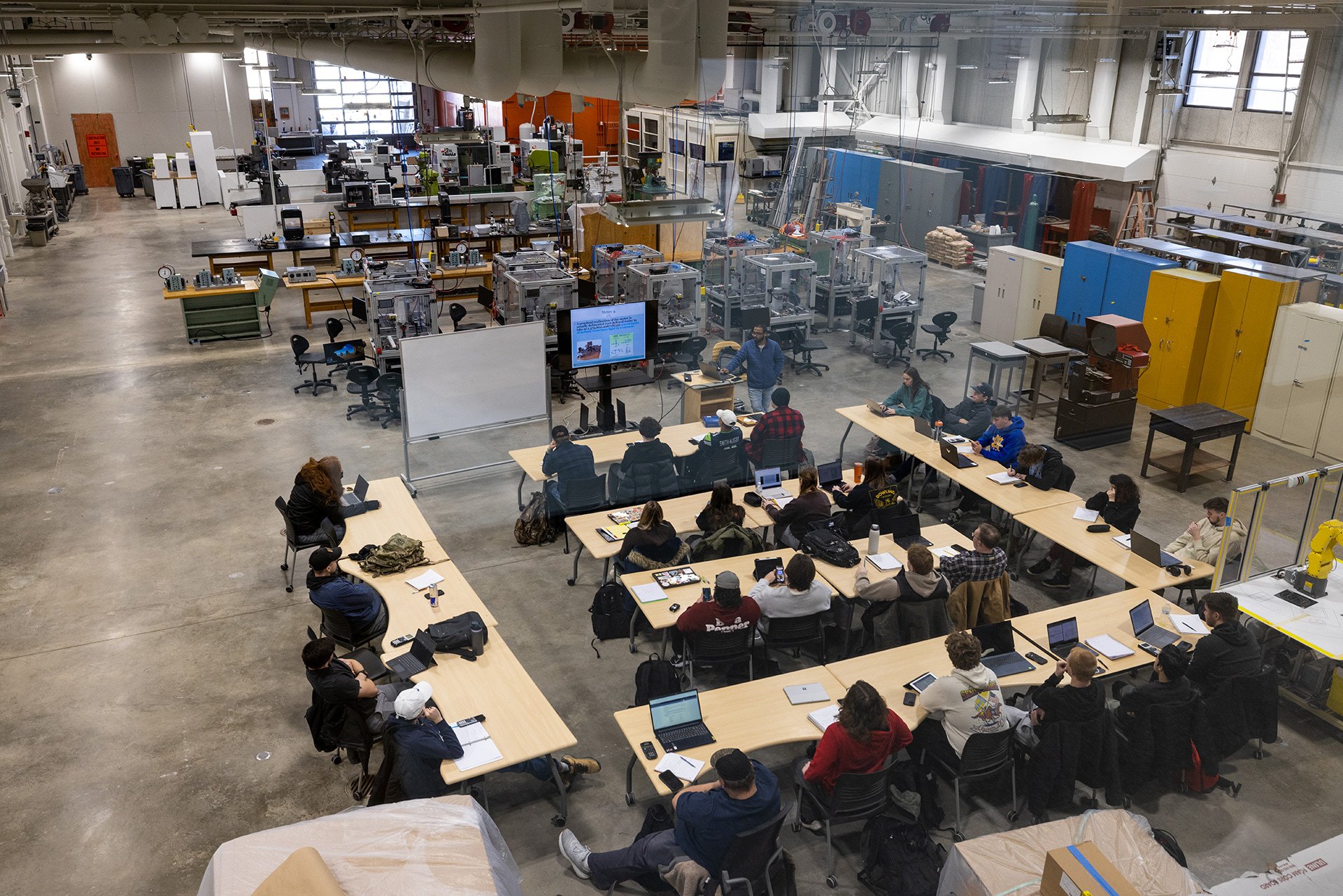 A classroom in the Engineering and Innovation Center full of students