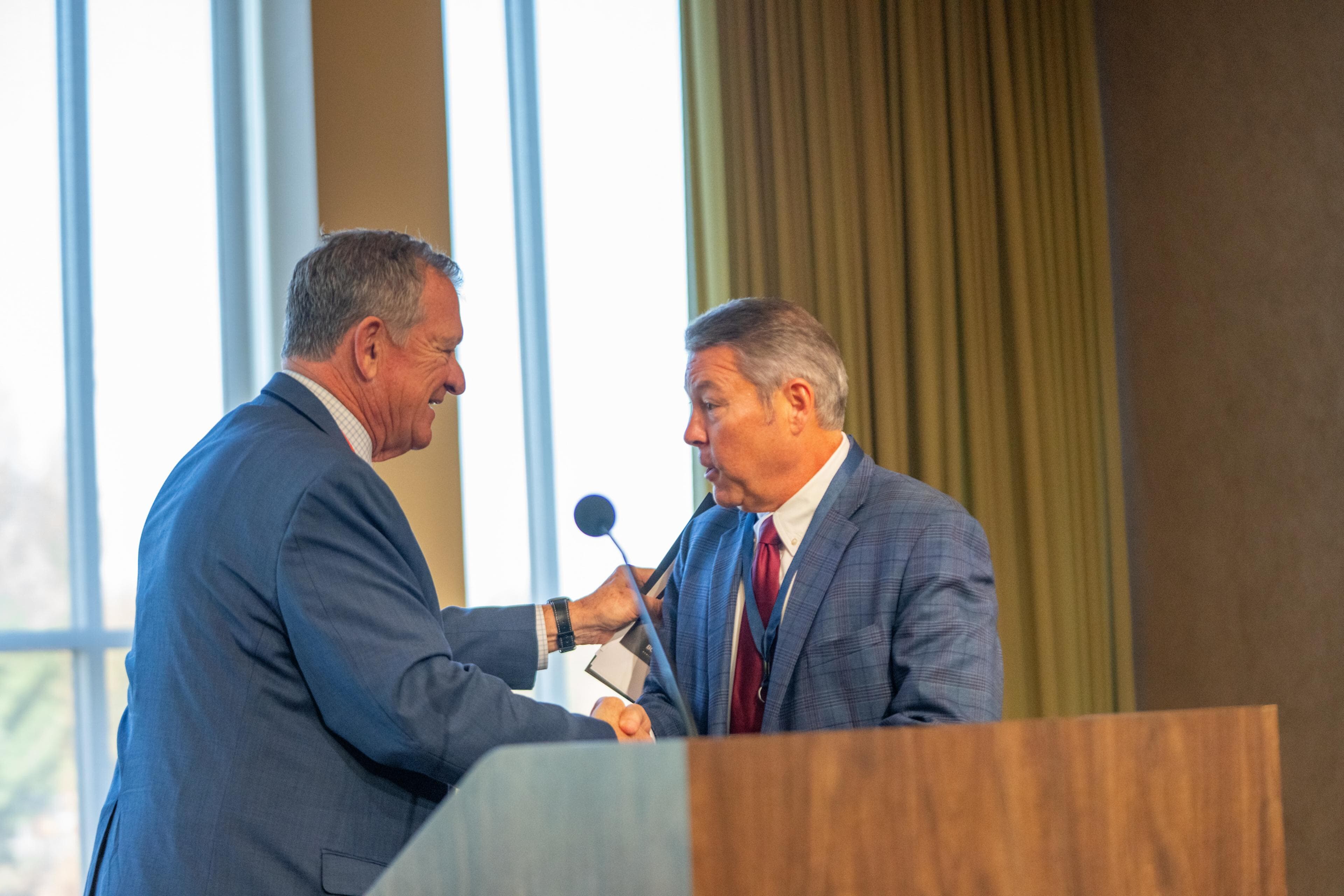 BGSU President Rodney K. Rogers and Ohio Manufacturers' Association President Ryan Augsburger