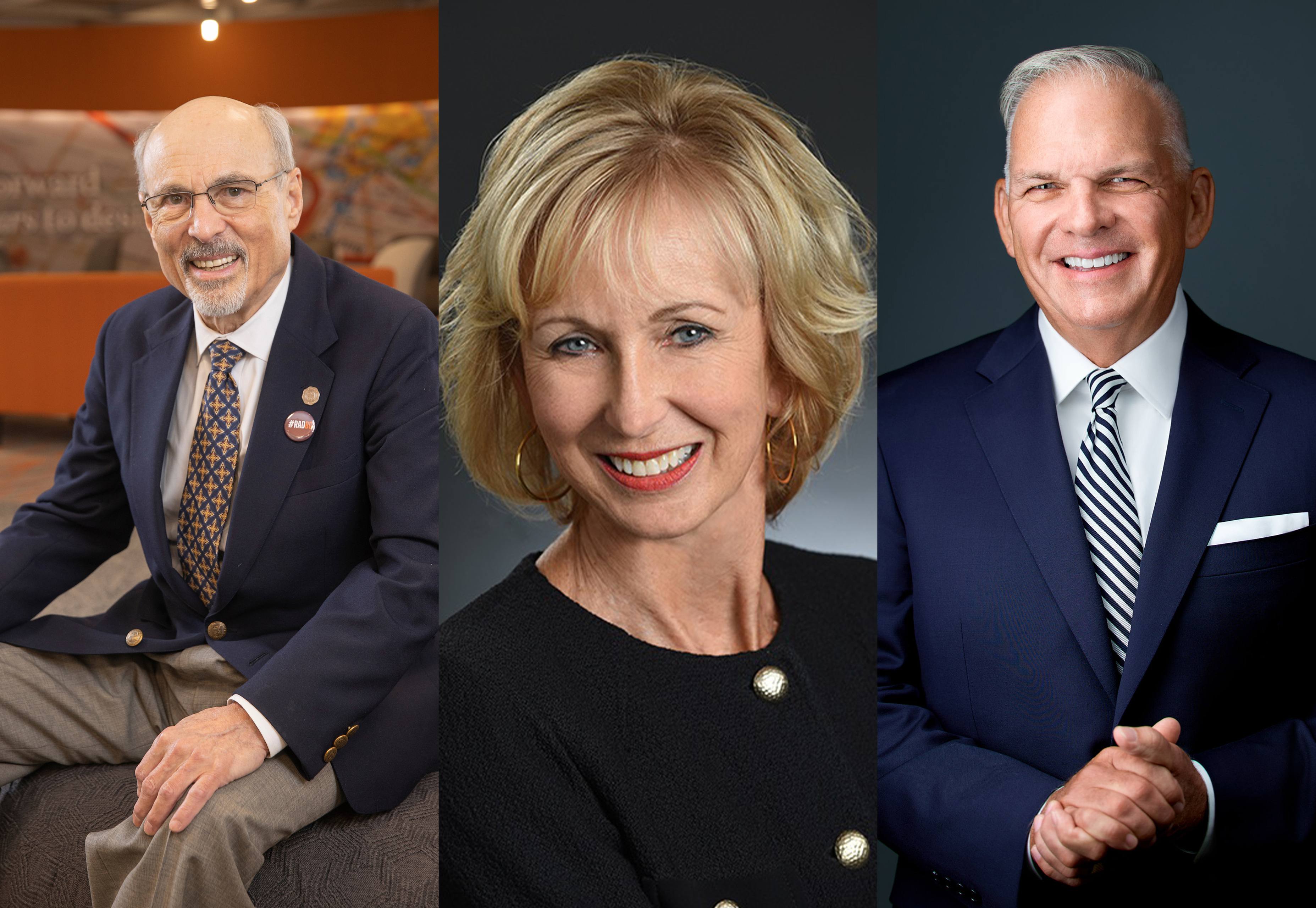A collage image of three BGSU alumni