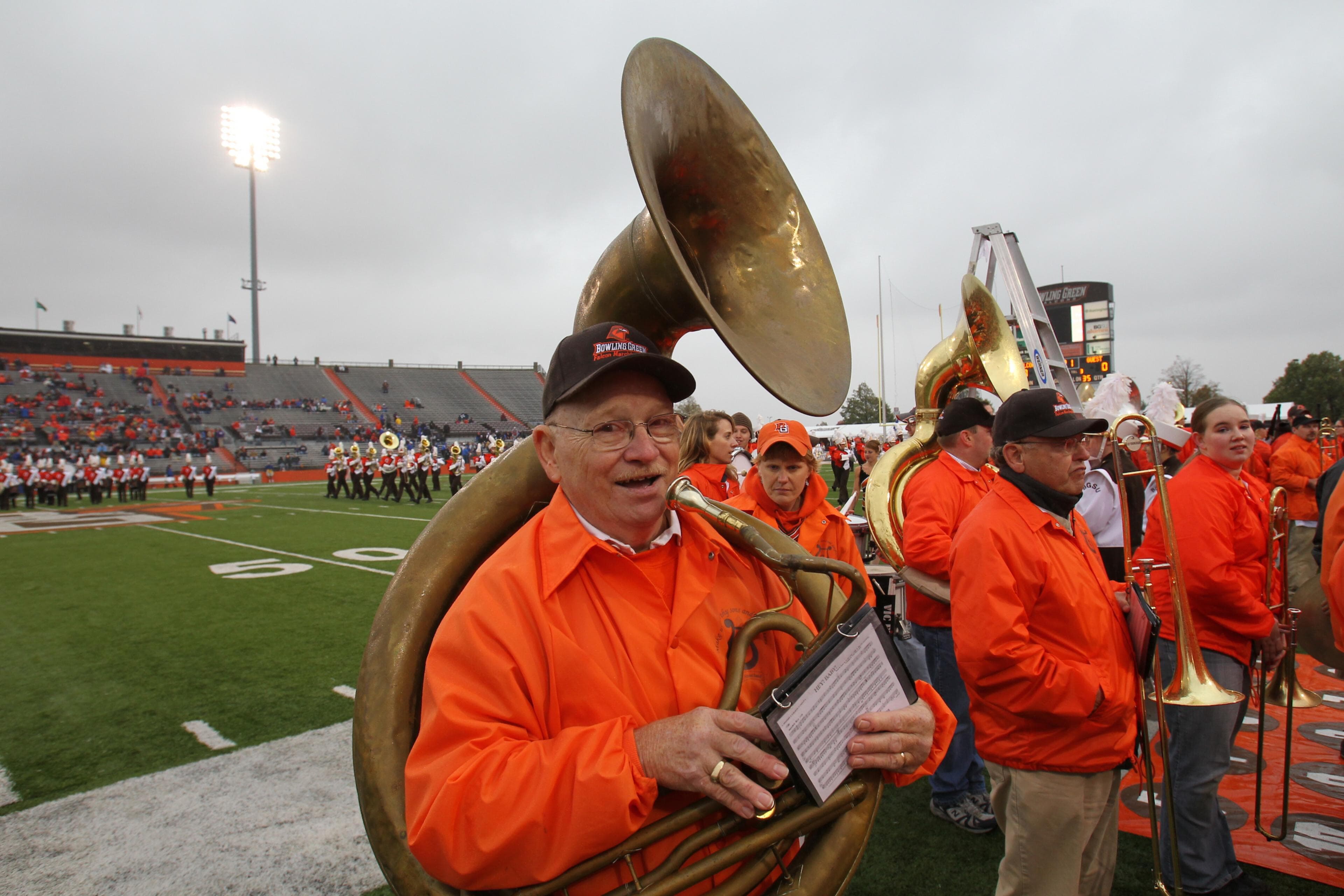 A band member with his instrument