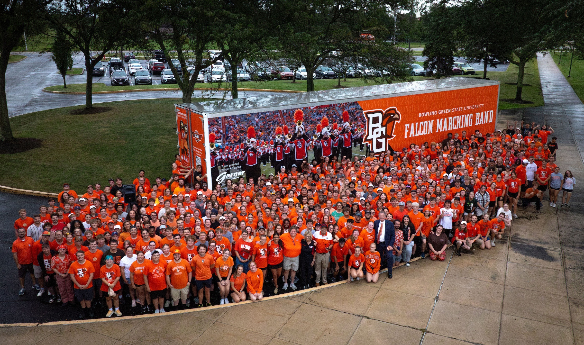 BGSU Falcon Marching Band receives custom semitrailer