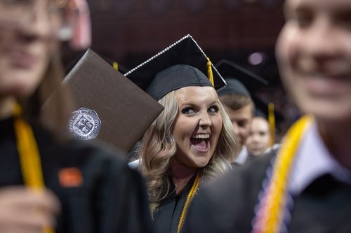 A studen during commencement