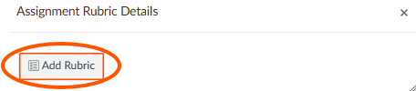 Screenshot of Quiz Rubric with "Add Rubric" circled. 