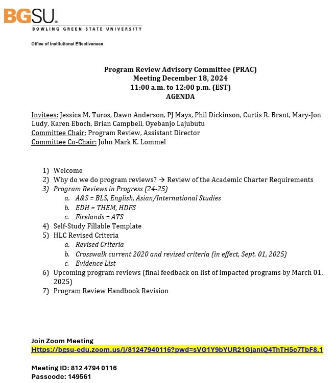 December 2024 PRAC Meeting