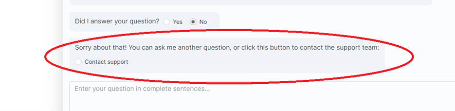 Contact support button circled in red.
