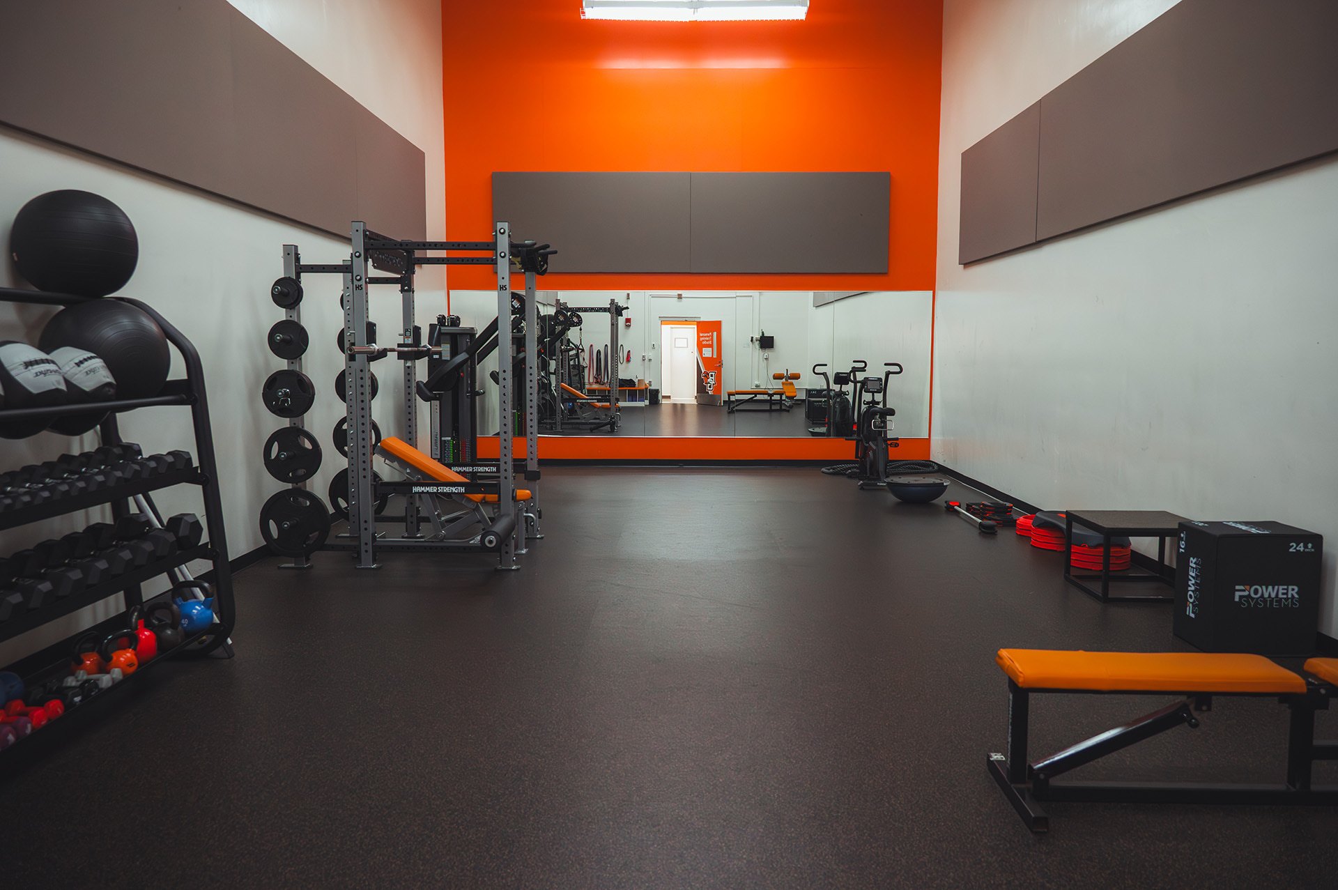 Personal training studio with strength training equipment