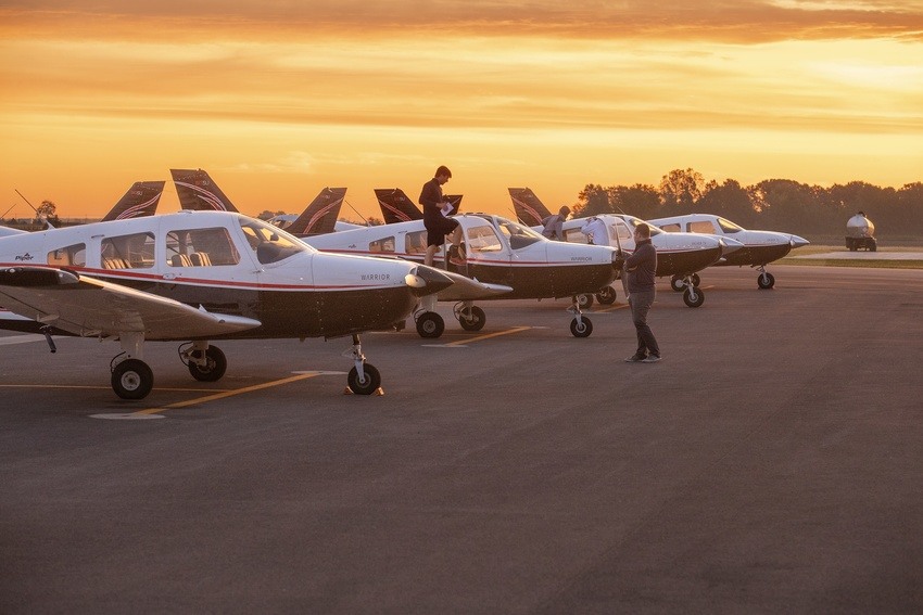Inspections-of-planes-by-students-at-BGSU-flight-center-during-sunrise