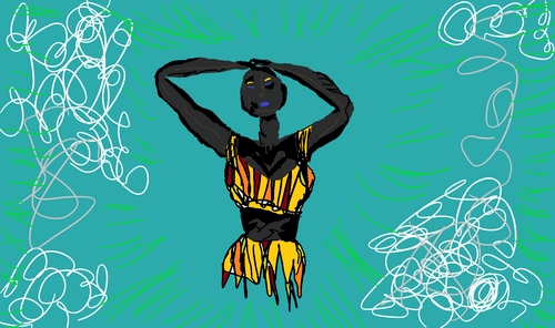 The final piece is of an African woman (from a made up country), her hands on her head contemplating the poverty and depravity of her life and culture. Her skin is black and beautiful, yet she is drowning in despair.