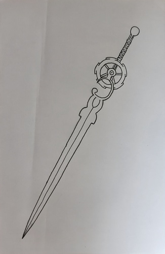 A sword made of clockwork pieces